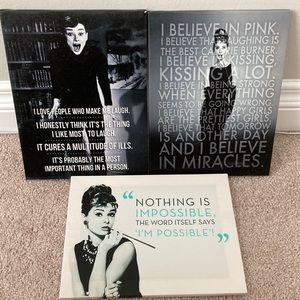 Set of 3 Audrey Hepburn Canvas Art Pieces